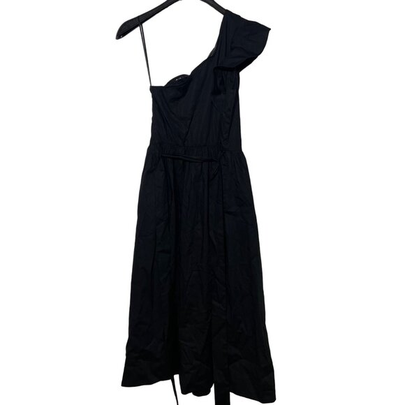 J. Crew Factory One Shoulder Ruffle Midi Dress Black Sz 8 PETITE - Picture 4 of 10